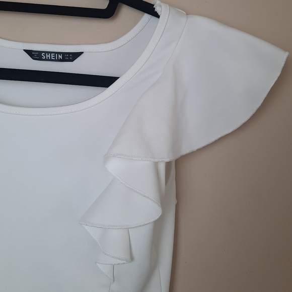 SHEIN White Ruffle Sleeveless Bodysuit Size XS - Picture 2 of 6